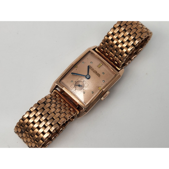 Vintage Bulova 14K Rose Gold Tank Watch G.F. Bracelet - For Repair - Picture 1 of 16